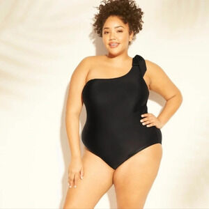 Kona Sol one shoulder swimsuit Black‎ 22W